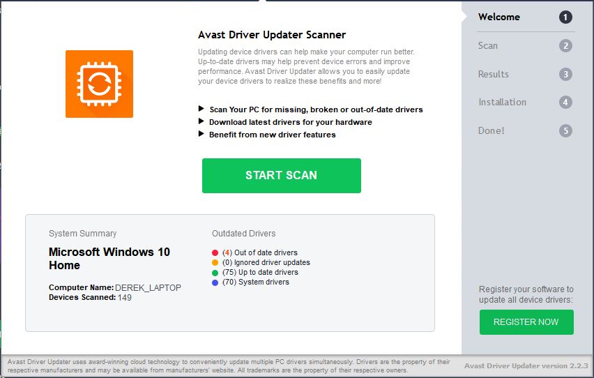 Avast driver updater scan PC